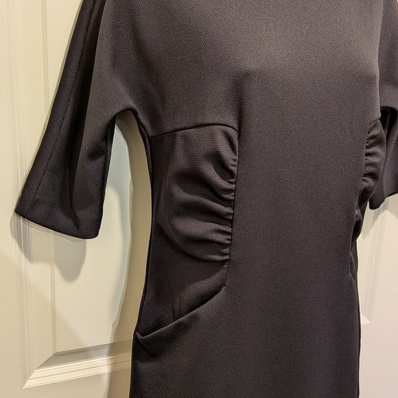 EUC Max Mara 42 Black Knit Ruched Waist Y2K Does 60s Mini Dress - Picture 3 of 7